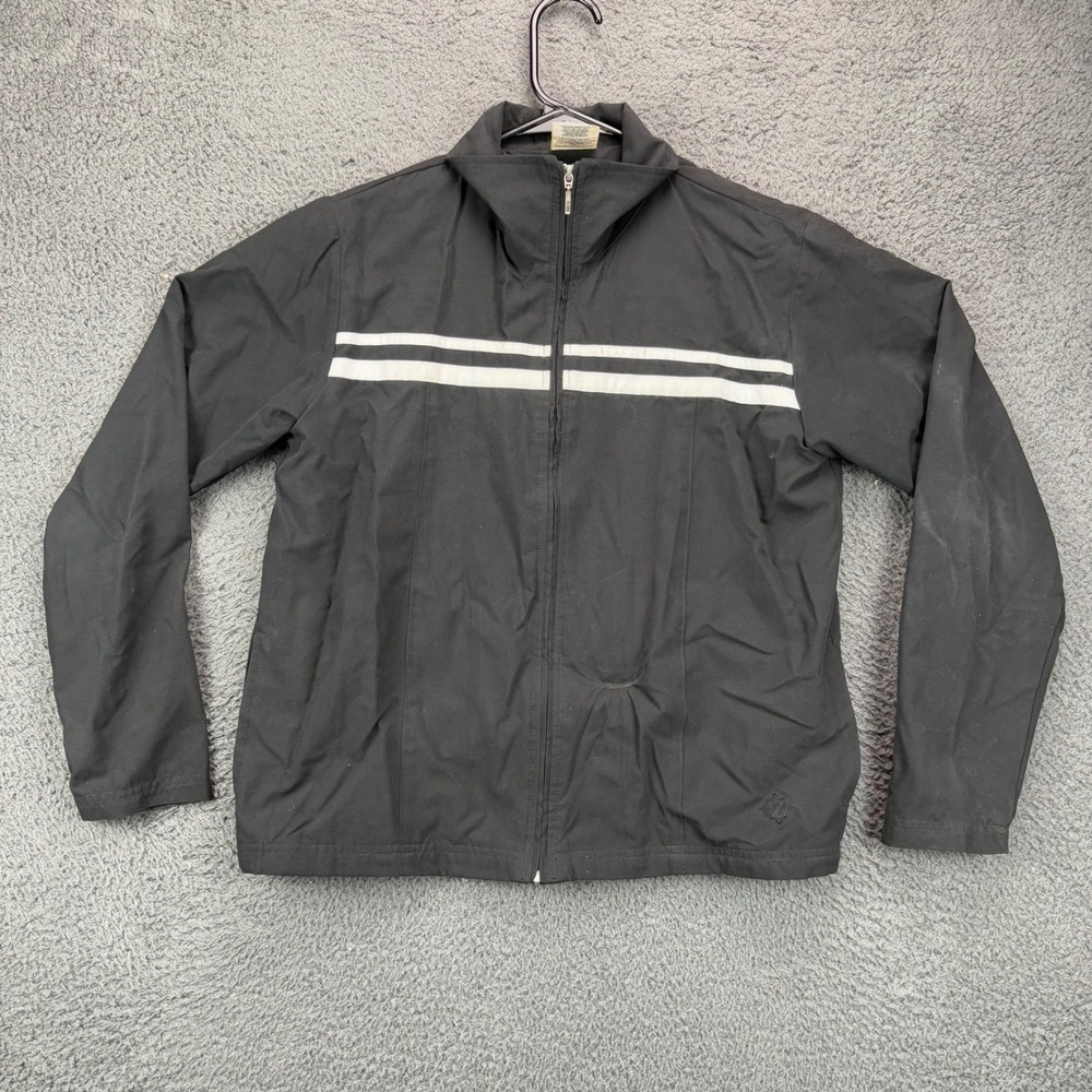 Jerzees‎ Activewear Mens Small Black Full Zip Track Jacket White Chest Stripes